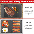 16"x10" Reversible Cast Iron Griddle for Weber Go-Anywhere Charcoal and Gas Grills, Portable Grill Griddle Plate for Indoor Stovetop/Outdoor Camping BBQ, Replacement for Weber 80631 70211 3634 67195