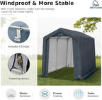 6x10ft Storage Sheds, Outdoor Portable Carport Shelter Garages Heavy Duty Canopy with Rolled up Zipper Doors, Outside Utility Shed Garage Tent for Motorcycle, Bicycles and Camping Tools