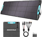 200W Portable Solar Panels for Power Station, IP68 Waterproof ETFE Foldable Solar Panel Kit 25% High Conversion Efficiency Solar Panel for Camping Outdoor RV Blackout