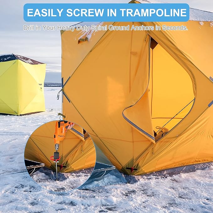 Hotop Universal ice Anchor Drill Adapter Tool ice Fishing Auger Anchor Drill bit Adapter Stake Heavy Duty Ground for Insert Sewing Tent Accessories