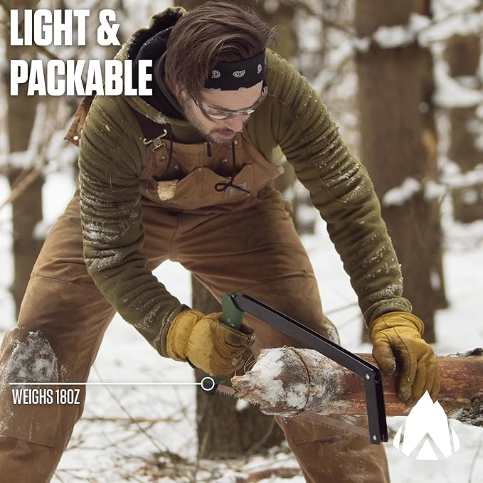 AGAWA - BOREAL21-21 Inch Folding Saw with All-Purpose Saw Blade - Camping Gear For Hiking, Fishing, Hunting, Bushcraft & Survival Kit (Black Frame/Green Handle)