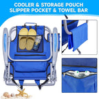 4PC Portable Beach Chair for Adults, 5 Position Backpack Folding Camping Chairs for Outdoor, Beach Chairs with Backpack Straps, Blue