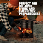 Rocket Stove – Camping Wood Stove for Emergency Preparedness, Survival, Off Grid Living Supplies – Portable Wood Burning Stove with Canvas Storage Bag and Fuel Support System