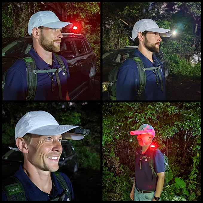 Clip on Hat Light,Magnetic,Artist Limited Edition,USB C Cap Lights Clip on 220 Lumens with Red Light for Everyday Carry, Camping, Hiking Night Working, Running, Fishing(Green)