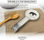 Pavilion Gift Company - At The Cabin - Bear 9" Stoneware Ceramic Spoon Rest Woodsy Outdoorsy Adventure Cabin Camping Camper Camp RV Tent, Gray & White