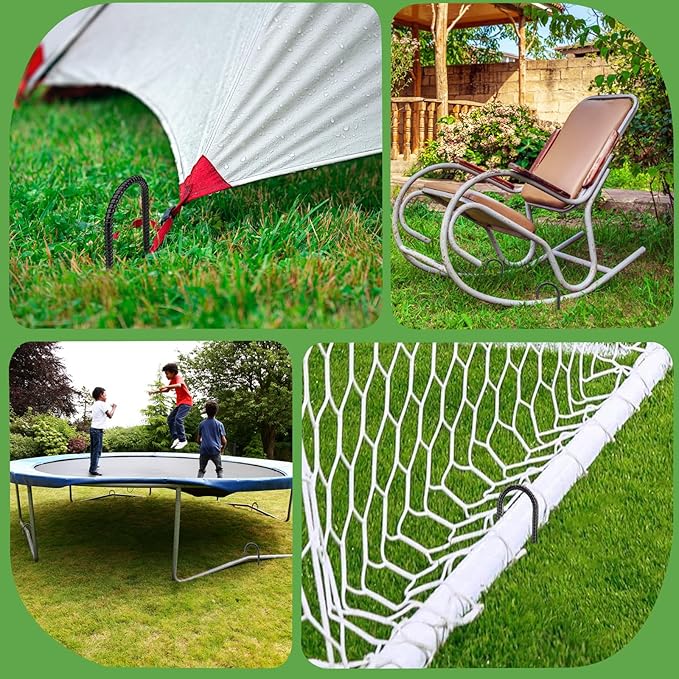 12 Inch 8 Pack Ground Anchors Heavy Duty Rebar Stakes Garden Stakes U Hook Galvanized Steel Ground Stakes Tent Stakes Trampoline Stakes, for Camping Tents Soccer Goals, Black