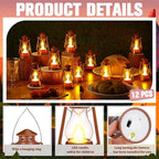 Ferraycle 12 Pcs Mini Lantern for Centerpiece Western Wedding Decor 4 Inch Camping Decorative with LED Candle Vintage Hanging Lantern Ornaments Bulk for Cowboy Cowgirl Xmas Party Decoration (Brown)