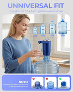 Water Jug Pump for 5 Gallon Bottle – Portable Electric USB-C Charging Dispenser, Dual Powerful Motors, Fast Flow, Fits 2-5 Gallon Jugs – Ideal for Home, Office, Camping, RV, Blue