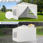 COBIZI 10x10 Pop up Canopy, Canopy Tent 10x10 Gazebos, Ez up for Parties Beach Camping Party Event Shelter Sun Shade with 4 Sidewalls & Carry Bag 4 Stakes & Ropes & Sandbags, White