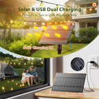 addlon 200FT(2 Pack*100FT) Solar String Lights Outdoor Waterproof with Remote, Dimmable Commercial Grade Solar Powered String Lights with 108 LED Bulbs, Hanging Light for Backyard Party Decor