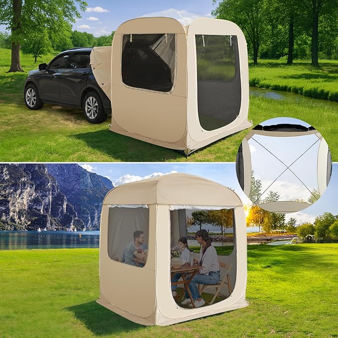 Alvantor SUV Tailgate Tent, Instant Pop Up Car Tent Creates Extra Living Space, UV Protection, Quick Setup in Seconds for Family, Road Trips, Tailgating, Beach, Outdoor Camping