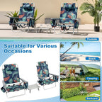 Giantex Folding Beach Chair, Patio Sling Chairs with 5 Adjustable Position, Head Pillow, Storage Bag, Towel Bar, Cup Holders, Backpack Chairs for Sunbathing, Camping Chair