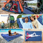 Night Cat Inflatable Double Sleeping Pad Mat Bed with Foot Pump and Double Pillow for Camping Backpacking Hiking Ultra-Light Compact Comfortable 77"x 47"