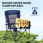 HIGH POINT SPORTS Oversized Camping Chairs for Adults, High Back Heavy Duty Lawn Chair Support 500LBS, Padded Portable Collapsible Outdoor Chair with Cup Holder, Blue, 2 Pack
