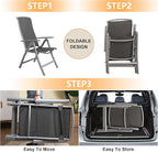 Domi Patio Folding Chairs Set of 2, Aluminium Frame Outdoor Reclining Patio Chairs for Garden Camping Poolside Beach Deck, Adjustable High Back Lawn Chairs with Textilene Fabric Seat, Dark Gray