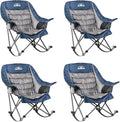 Oversized Rocking Camping Chairs Set of 2, Fully Padded Camp Chairs for Adults with Side Pocket and Cup Holder, Heavy-Duty 400lbs Capacity, Blue & Gray