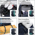 G4Free 50L Hiking Backpack Waterproof Daypack Outdoor Camping Climbing Backpack with Rain Cover for Men Women(Dark Blue)