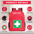First Aid Backpack Empty, Red Waterproof Emergency Backpack, Portable Large Capacity Empty Medical First Aid Bag for Car Home Office Outdoor Travel Hiking Camping