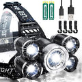 USB Rechargeable Headlamp 12000 Lumen Ultra Bright LED Work Headlight, 4 Modes Waterproof Head Lamp Best Headlamps for Adults, Camping, Outdoors & Hard Hat Work Zoomable Headlight (Sliver)