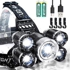 USB Rechargeable Headlamp 12000 Lumen Ultra Bright LED Work Headlight, 4 Modes Waterproof Head Lamp Best Headlamps for Adults, Camping, Outdoors & Hard Hat Work Zoomable Headlight (Sliver)