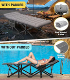 Slendor Oversized XXL Camping Cot, Folding Cot for Adults, 79" L x 32" W x 19" H Sleeping Bed with Mattress, Carry Bag, Camp Cot Bed for Travel, Guest, Support 900lbs