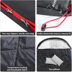ShinHye Double Sleeping Bag for Adults with 2 Pillows, Camping Sleeping Bags Flannel Cotton 2 Person Sleeping Bags XXL Queen Size Sleeping Bag for Cold Weather