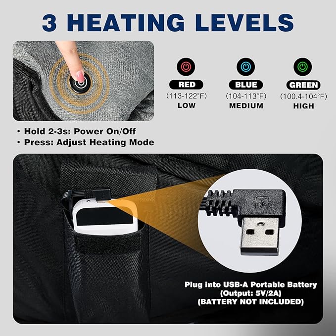 apollo walker Heated Double Camping Chair - Extra Wide Heavy Duty 600lbs Camping Couch with Adjustable Heating, Dual Cup Holder & Carry Bag, Loveseat Camping Chair for Outdoor, Lawn, Park