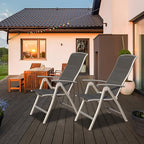 Domi Patio Folding Chairs Set of 2, Aluminium Frame Outdoor Reclining Patio Chairs for Garden Camping Poolside Beach Deck, Adjustable High Back Lawn Chairs with Soft Cotton-Padded Seat, Dark Gray