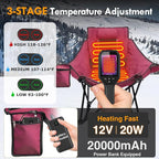 Slendor Oversized Heated Camping Chair with 2000mAh Battery, Padded & Pillow Heated Rocking Chair, 3 Adjustable Heat Settings Camping Rocker Chair for Easy Setup and Foldable Storage
