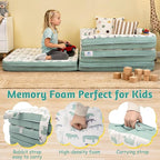 Toddler Travel Bed,Bunny-Shaped 3-in-1 Foldable Toddler Bed for Kids, Portable Toddler Cot with Washable Covers Soft Foam Raised Bumper for Naps,Lounger,and Little Sofa