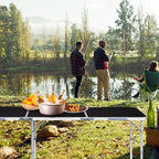 6.0 Ft Folding Portable Camping Table with Three Adjustable Heights, Tri-fold Outdoor Table, Outdoor Camping Kitchen, BBQ, Picnic, Cooking, Beach, Garden, Party, Black