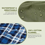 AGEMORE Cotton Flannel Double Sleeping Bag with Fleece Lined Hood, Waterproof Queen Size 2 Person Sleeping Bag for Adults Cold Weather Camping Backpacking or Hiking, 3-4season
