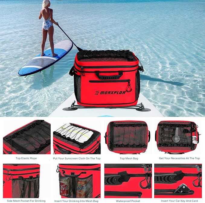 Waterproof PVC Material Paddleboard Cooler Deck Bag,40 cans Sup Deck Cooler Bag,Cooler Bag for Paddleboard,Lunch Box Cooler Insulated Bag,Camping Cooler Bag,Kayak Cooler Bag