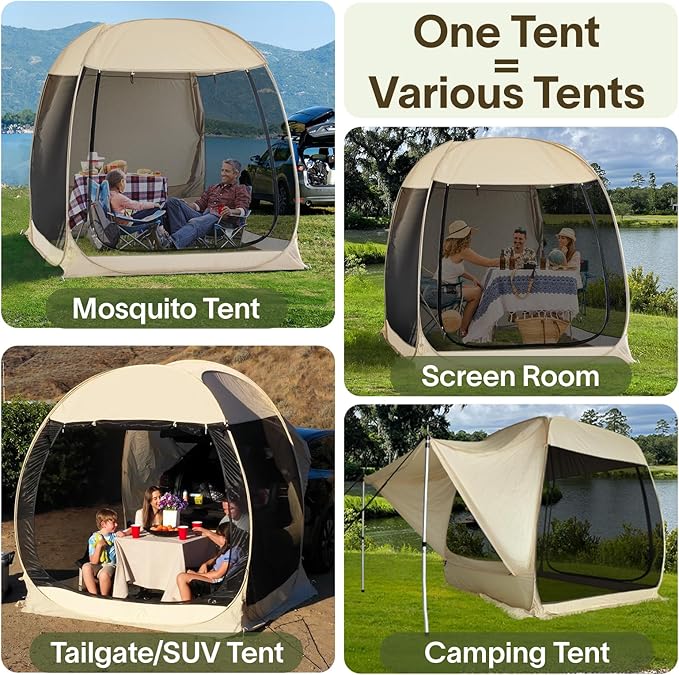 Alvantor SUV Tailgate Tent, Instant Pop Up Car Tent Creates Extra Living Space, UV Protection, Quick Setup in Seconds for Family, Road Trips, Tailgating, Beach, Outdoor Camping