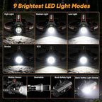 LED Rechargeable Headlamp, 90,000 Lumens Super Bright with 4 Modes & IPX6 Level Waterproof USB Rechargeable Zoom Headlamp, 90° Adjustable Outdoor Camping, Cycling, Climbing, Home