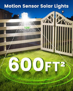 Clip on Solar Lights for Fence, 3 Modes Solar Motion Lights Outdoor Waterproof, 60LEDs 500LM Portable Security Light for Fence, Deck, Garage, Camping, USB Charging, 2 White