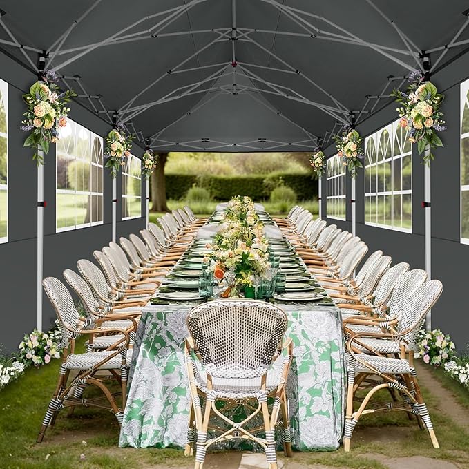 COBIZI Canopy Tent 10x30 Pop Up Canopy with 8 Removable Sidewalls Party Tents for Parties Wedding Patio Commercial Waterproof and UV50+ Ez Outdoor Instant Gazebo with Roller Bag & 4 Sandbags(Grey