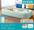 Intex Kids Travel Air Mattress Inflatable Bed Set with Raised Sides, Hand Pump, and Carrying Bag for Camping Trips and Sleepovers, (3 Pack)