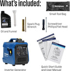 Westinghouse 1500 Peak Watt Super Quiet & Lightweight Portable Inverter Generator, Gas Powered, CO Sensor, Parallel Capable, Long Run Time,Blue