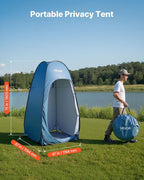 VEVOR Pop up Shower Tent, Instant Portable Privacy Tent Changing Room with Shower Bag, Ground Stakes, Ropes, Carry Bag, 190T Polyester with Silver Coating, Quick Setup, for Camping, Beach, Fishing