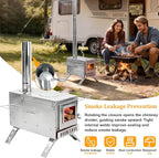 unho Stainless Hot Tent Stove 15in Wood Burning Stove with 6 Chimney Pipes for Outdoor tent heater for camping Prevent rusting