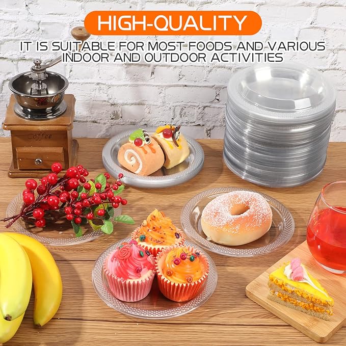 Sabary 1000 Count Clear Plastic Plates 6 Inch Disposable Dessert Plates Round Clear Dinner Supplies for Home Wedding Christmas Party Picnic Restaurant Catering