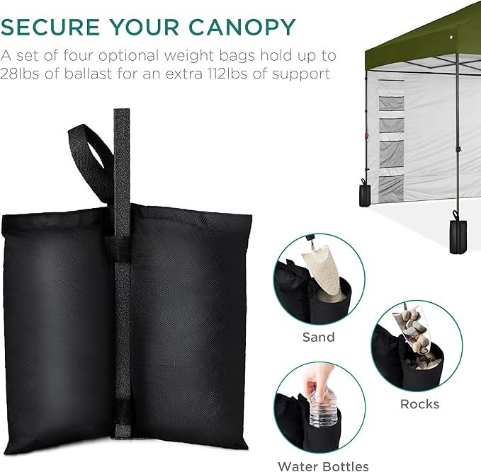 Best Choice Products 10x10ft Pop Up Canopy Tent with Sidewall, 1 Person 1 Minute Set Up, Carry Case, 4 Weight Bags - Olive Green