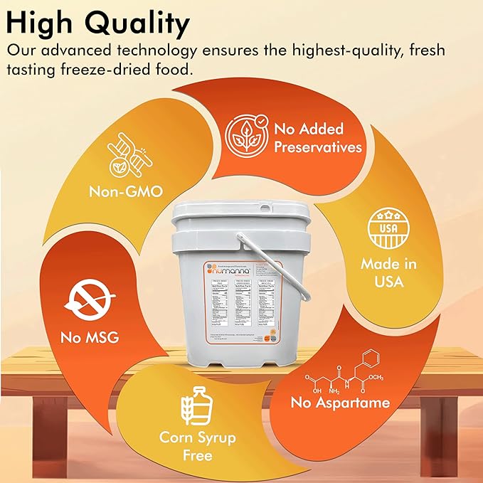 Numanna Mega Emergency Freeze-Dried 6 Vegetables Buckets 600 Servings Contains Peas, Green Beans & Broccoli | Non-GMO, No Preservatives, No MSG Camping & Emergency Survival Food 25 Years Shelf Life