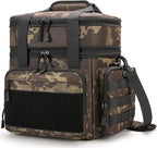 Tactical Lunch Box for Men, Insulated Bag Adult, Thermal Lunchbox Leakproof Waterproof Cooler Bag, Dual Compartment tote, Large Pail Work Office Camping Travel(Black Camo)
