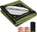 RedSwing Heavy Duty Survival Blanket, Waterproof Emergency Thermal Tarp, Multipurpose Reflective Insulated All Weather Blankets for Camping Hiking, Green,11.8 x 8.5 ft