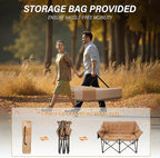 Fuzzy Oversized Folding Double Camping Chairs,Heavy Duty Supports 600 Lbs,Comfy Portable Loveseat for Adults w/Mesh Pocket,Plush Fleece-Lined Lawn Couch for Outdoor/Indoor,Light Moca