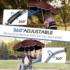 2Pack 48.8 inch Large Beach Umbrella with Clamp Sun Shade for Beach Chair, 360°Adjustable UV Protection Golf Umbrella with Clip for Stroller Wheelchair Camping Chair