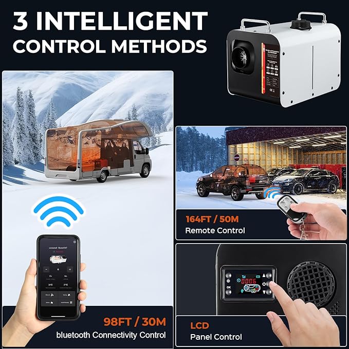8KW Diesel Heater, Portable Diesel Air Heater All in One 110V/12/24V with App Control, Remote Control and Display Screen,Fast Heating Horizontal Diesel Heater for Campers RV Trailer Garage Home Tent