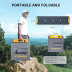 VTOMAN VS200 Portable Solar Panel for Power Station, 200W 19V Foldable Solar Panel w/Supporting Stand, High 23% Efficiency IP67 Waterproof Solar Panel Kit for Backyard Trip Off Grid System